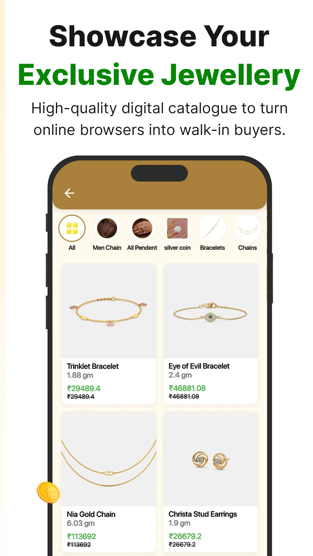 In-App Jewellery Catalogue Screen